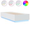 vidaXL Lovos rėmas su LED, baltas, 90x200cm, apdirbta mediena