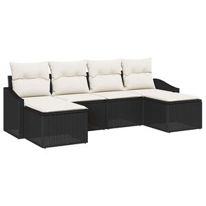 vidaXL Sodo valgomojo komplektas su pagalve 6 pcs Juoda ir kreminė