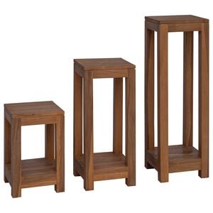 vidaXL Augalų stovas 3 vnt. Natūrali 25 x 25 x 80 cm Kieto teka medžio