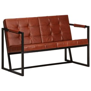 vidaXL Dvivietė sofa, rudos spalvos, tikra ožkos oda