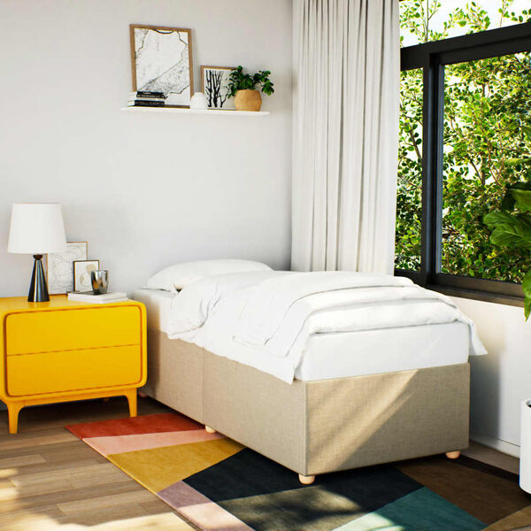 vidaXL Lovos rėmas be čiužinio, kreminis, 90x190 cm, audinys