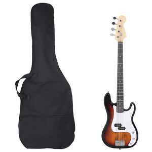 vidaXL Elektrinė bosinė gitara pradedantiesiems, ruda/balta, 4/4 46"