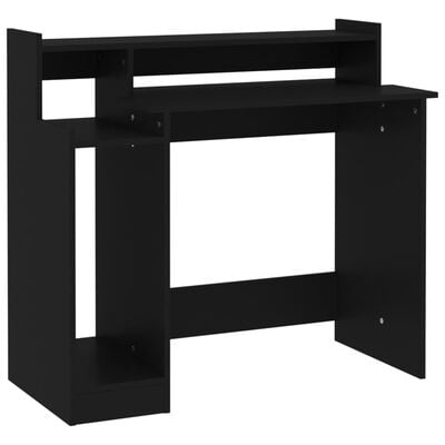 vidaXL Rašomasis stalas su LED apšvietimu, juodas, 97x45x90cm, mediena