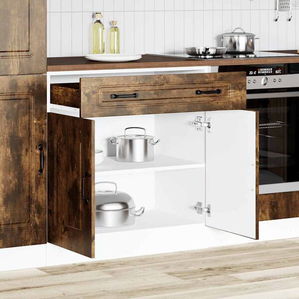 vidaXL Kitchen Base Cabinet "Kalmar" Smoked Oak Engineered Wood