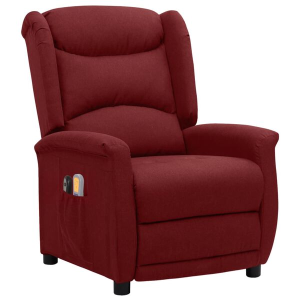 vidaXL Elektrinis masažinis krėslas, raudonojo vyno spalvos, audinys