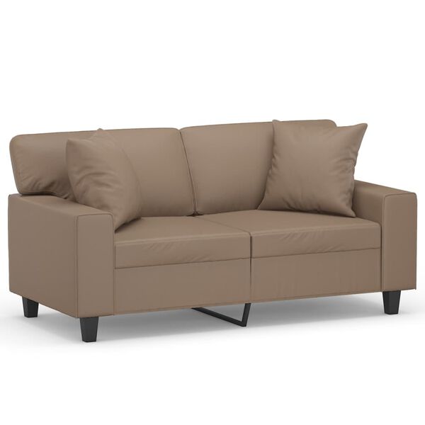 vidaXL Dvivietė sofa su pagalvėmis, kapučino, 120cm, dirbtinė oda