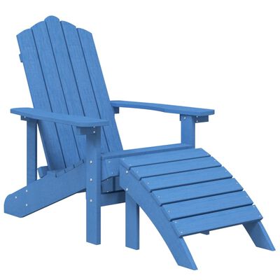 vidaXL Sodo Adirondack kėdė su pakoja ir staliuku, mėlyna, HDPE