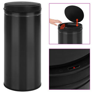 vidaXL Automatinė &scaron;iuk&scaron;liadėžė su jutikliu, juoda, plienas, 80l