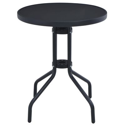 vidaXL Sodo stalas, juodos spalvos, 80cm, plienas ir stiklas