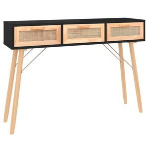 vidaXL Konsolinis staliukas, juodas, 105x30x75cm, pu&scaron;is ir ratanas