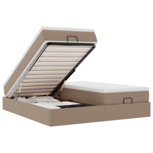 vidaXL Osmanų lovos rėmas su čiužiniais, kapučino, 200x200cm