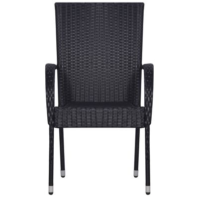 vidaXL Sudedamos lauko kėdės, 6vnt., juodos spalvos, poliratanas
