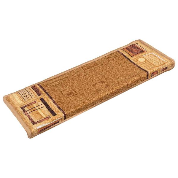 vidaXL Lipnūs laiptų kilimėliai, 15vnt., smėlio spalvos, 65x21x4cm