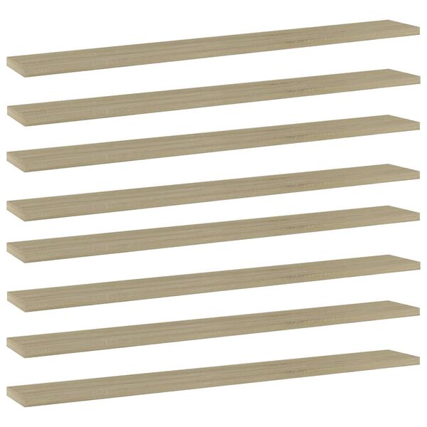 vidaXL Knygų lentynos plok&scaron;tės, 8vnt., ąžuolo, 80x10x1,5cm, MDP