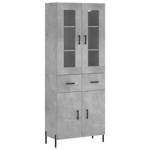 vidaXL Komoda, betono pilkos spalvos, 69,5x34x180cm, apdirbta mediena