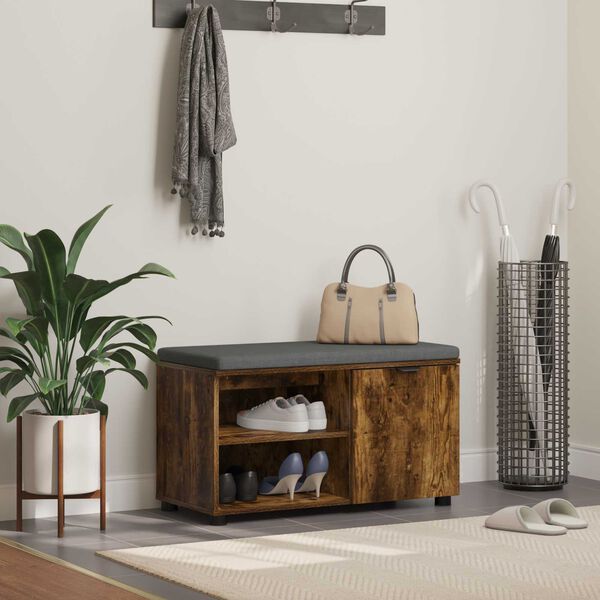 vidaXL Koridoriaus suolas su pagalve Rūkytas Ąžuolas 80 x 38 x 46 cm