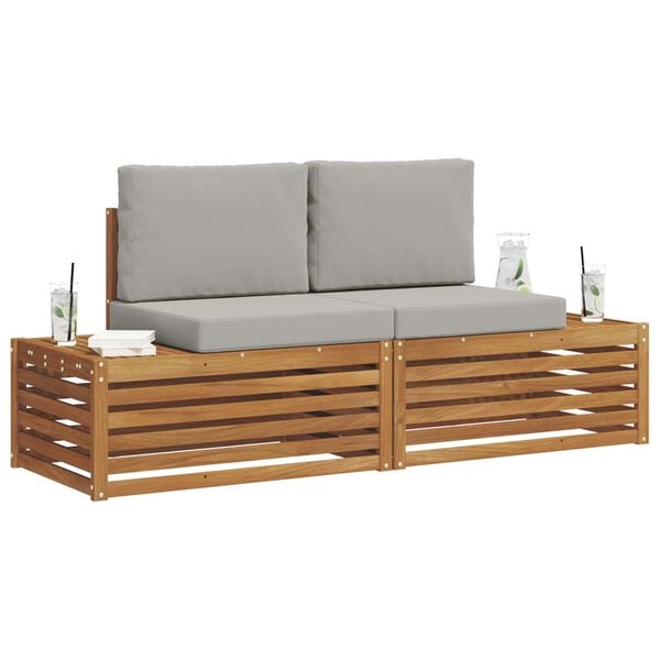 vidaXL Lauko sofos komplektas 2 Vienetas Natūrali ir &scaron;viesiai pilka