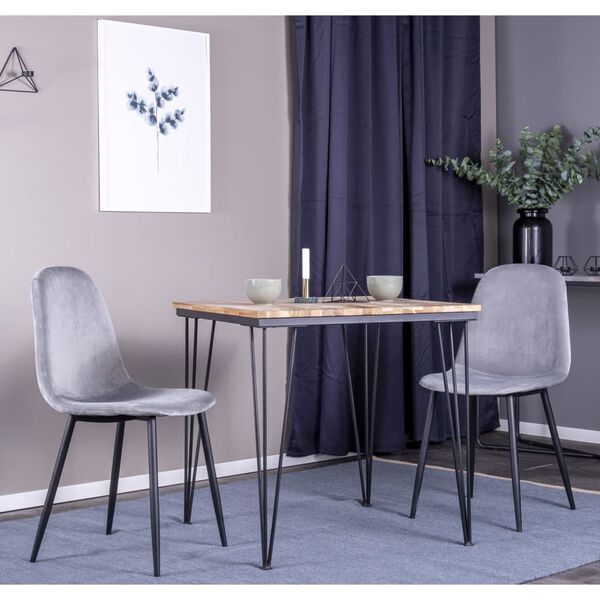 Venture Home Valgomojo kėdės Polar, 2vnt., pilkos/juodos, aksomas