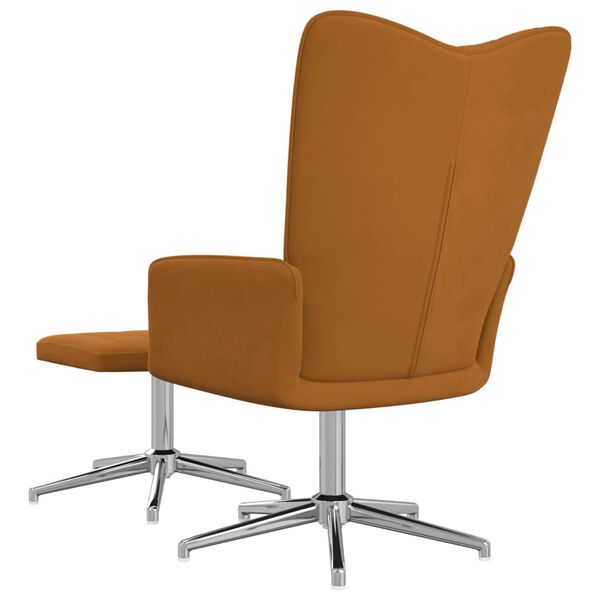 vidaXL Poilsio kėdė su pakoja, rudos spalvos, aksomas