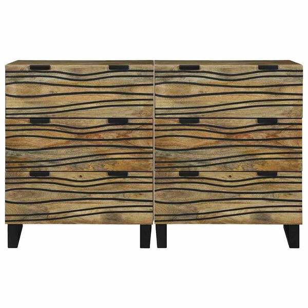 vidaXL Šoninė spintelė su stalčių 2 pcs Natūrali 60 x 33,5 x 75 cm