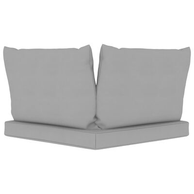 vidaXL Trivietė sodo sofa iš palečių su pilkomis pagalvėlėmis, pušis