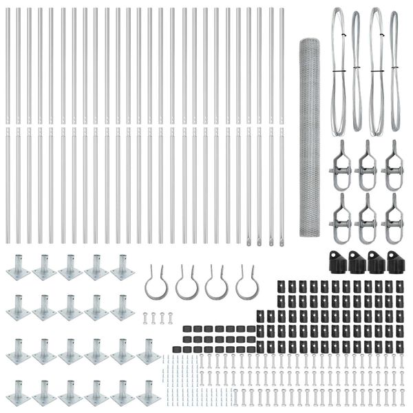 vidaXL Tvorelės stulpas Sidabro 50 x 1,6 m (13 mm tinklas) Plienas