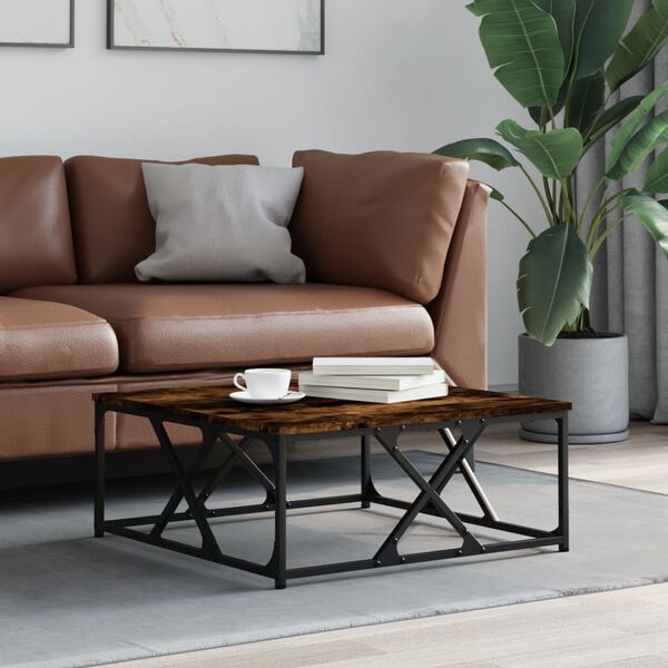 vidaXL Kavos staliukas, dūminio ąžuolo, 70x70x30cm, apdirbta mediena