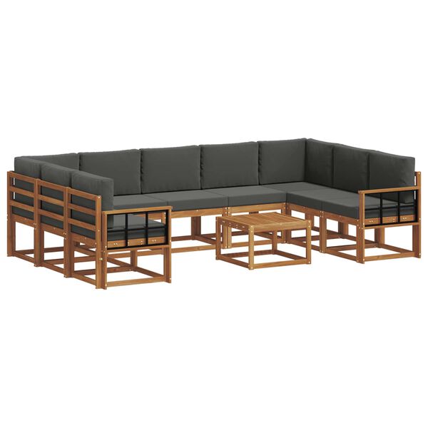 vidaXL Lauko sofos komplektas 10 pcs Natūralus ir antracitas