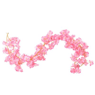 vidaXL Dirbtinių gėlių girliandos, 6vnt., tamsiai rožinės, 180cm