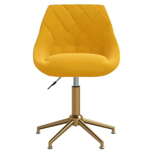 vidaXL Pasukama valgomojo kėdė, garstyčių geltonos spalvos, aksomas
