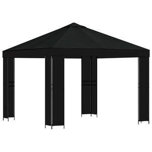 vidaXL Pavėsinė 3 x 3 m Juoda Poliesteris ir plienas 190 gsm