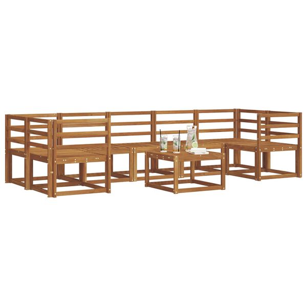 vidaXL Lauko sofos komplektas 8 pcs Natūrali Kietos akacijos mediena