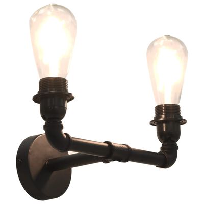 vidaXL Sieninis šviestuvas, 2 krypčių, juodos spalvos, 2xE27 lemputės