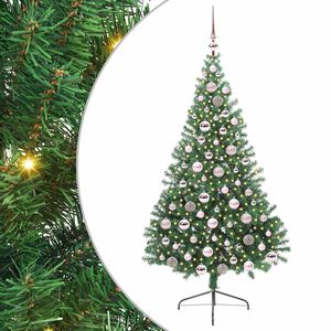 vidaXL Dirbtinis prie&scaron;&scaron;ventinis eglutė su &scaron;viesomis Žalia 180 cm PVC