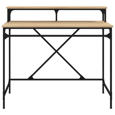 vidaXL Rašomasis stalas, ąžuolo, 100x50x90cm, apdirbta mediena/geležis