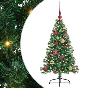vidaXL Dirbtinis prie&scaron;&scaron;ventinis eglutė su &scaron;viesomis Žalia 120 cm PVC