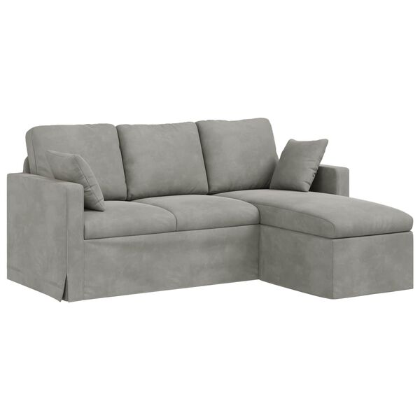 vidaXL Sofa &Scaron;viesiai pilka 198 x 134 x 80 cm Aksomas