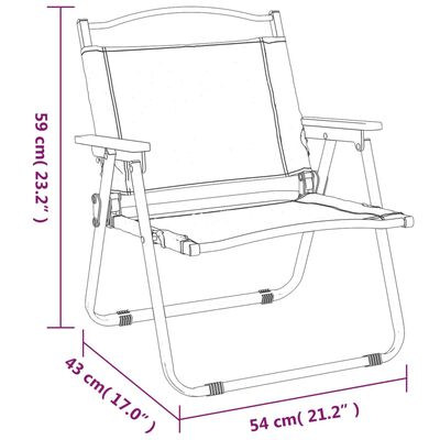 vidaXL Stovyklavimo kėdės, 2vnt., juodos, 54x43x59cm, oksfordo audinys