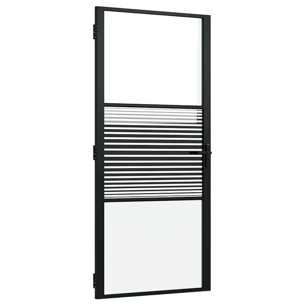 vidaXL Vidaus durys Juoda 93 x 201.5 cm Grūdintas stiklas ir aliuminis