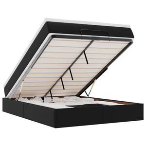 vidaXL Osmanų lovos rėmas su čiužiniu, juodas, 140x200cm, dirbtinė oda