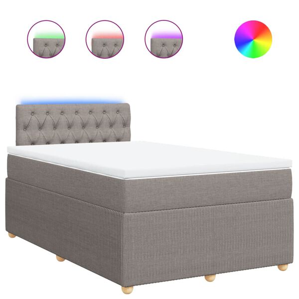 vidaXL Lova su spyruoklėmis ir čiužiniu, taupe, 120x200 cm, audinys