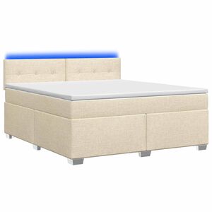 vidaXL Lova su čiužiniu ir LED ap&scaron;vietimu Kreminė 140 x 200 cm Audinys