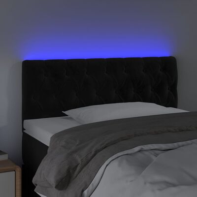 vidaXL Galvūgalis su LED, juodos spalvos, 100x7x78/88cm, aksomas