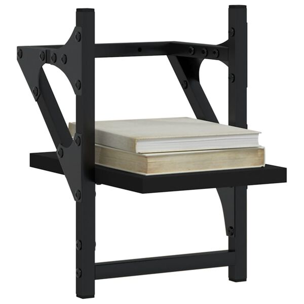 vidaXL Sieninės lentynos su skersiniais, 2vnt., juodos, 20x25x30cm