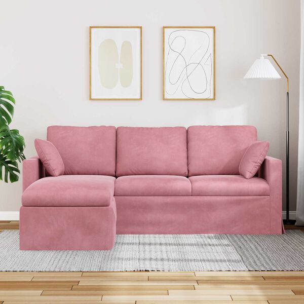 vidaXL Sofa Rožinė Bendri matmenys: 198 x 134 cm (P X G x A) Aksomas