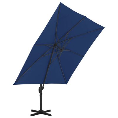 vidaXL Gembės formos skėtis su aliuminio stulpu, mėlynos spalvos, 3x3m