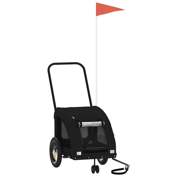 vidaXL Dviračio priekaba augintiniams, juoda, oksfordo audinys/geležis