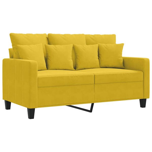 vidaXL Dvivietė sofa, geltonos spalvos, 120cm, aksomas