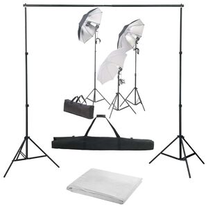 vidaXL Fotostudijos komplektas su ap&scaron;vietimo rinkiniu ir fonu