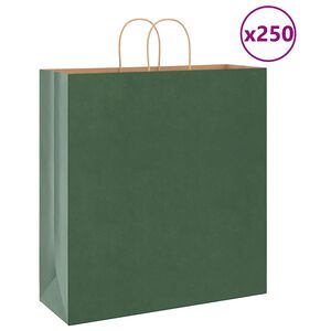 vidaXL Popieriniai mai&scaron;eliai 250vnt. su rankenomis, žalios, 45x17x48cm
